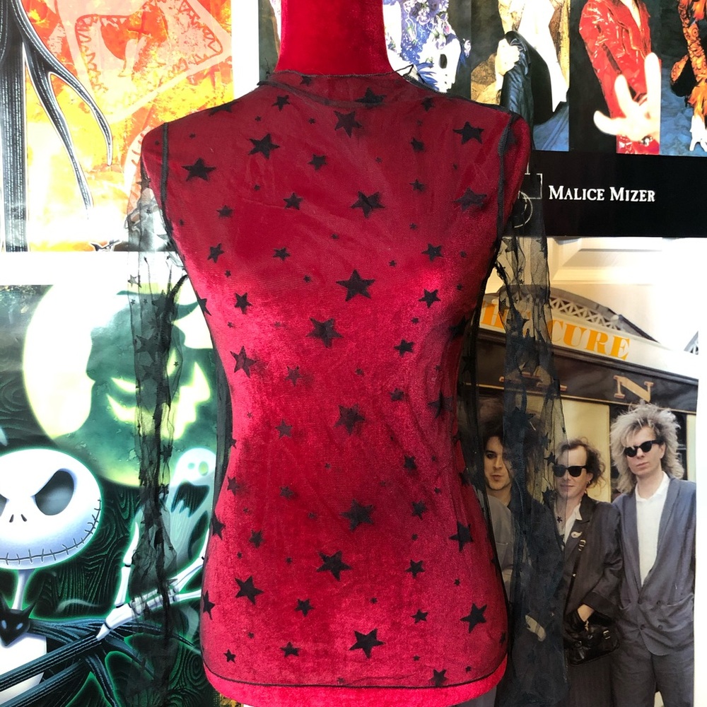 SOLD Long sleeve mesh and stars shirt